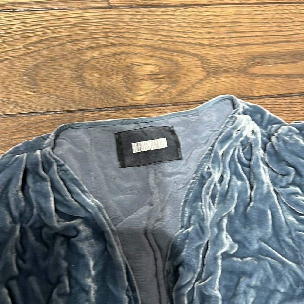 Reformation Chrissy Velvet Long Sleeve Wrap Dress Blue - Picture 2 of 5